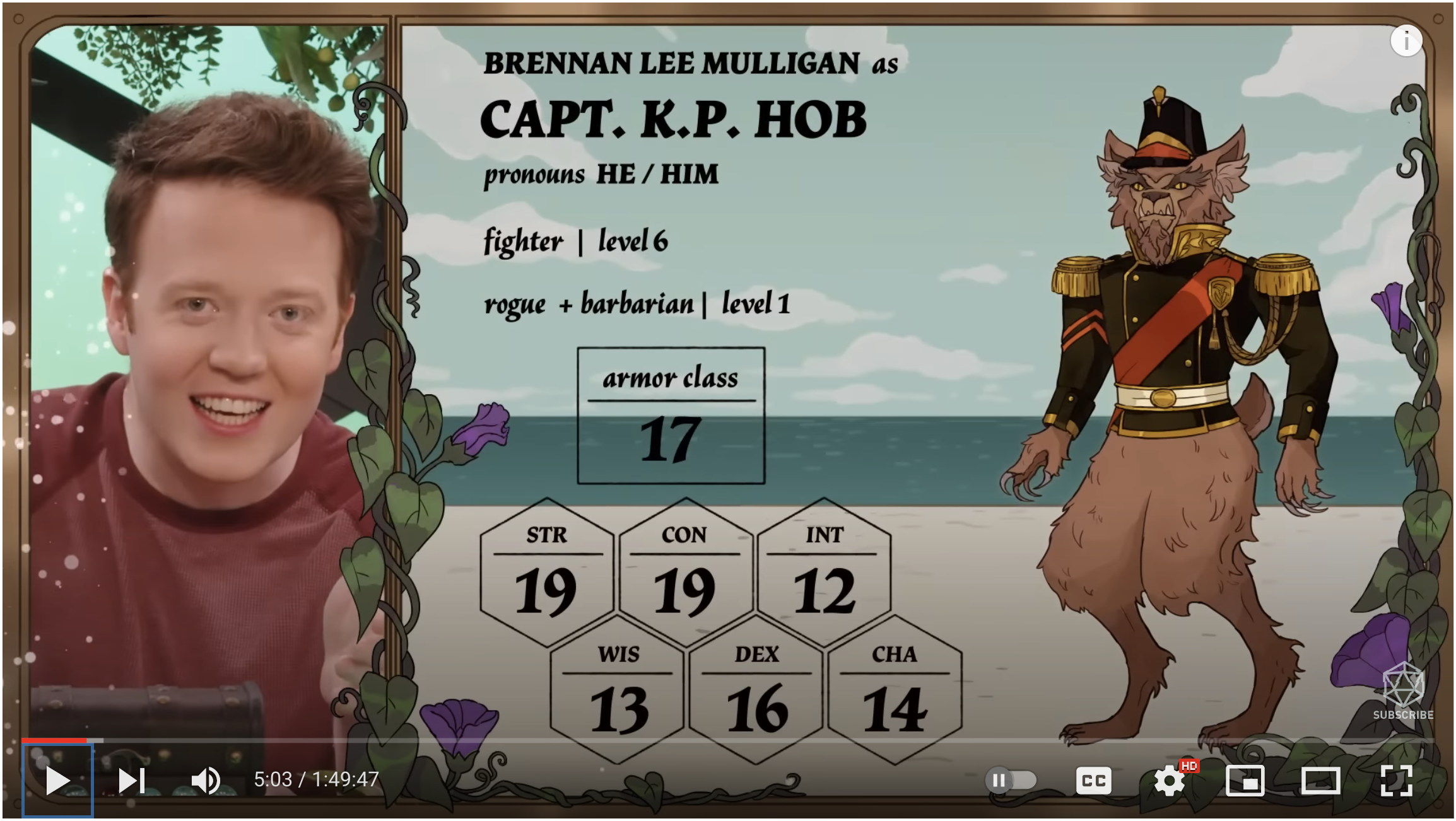 Brennan Lee Mulligan plays Captain KP Hob in Dimension 20's A Court of Fey & Flowers